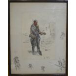 After C J Payne (Snaffles) (1884-1967) - 'Le Poilu', hand-coloured lithograph,