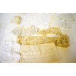 Rope hamper of lace and other edgings,