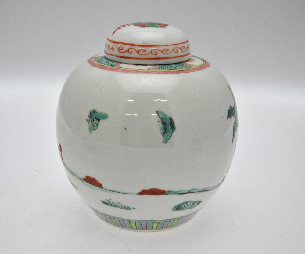 Three Chinese famille rose ovoid jars and covers, one decorated with a procession of figures, 19 - Image 6 of 10