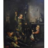 Georg Osterwald (1803-84) - Interior genre scene of children playing, oil on board, signed lower