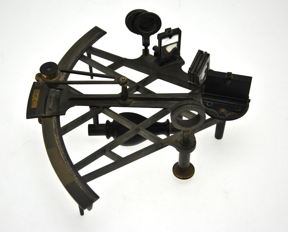 G Whitbread, London, a brass lattice framed sextant, unboxed c. - Image 2 of 4