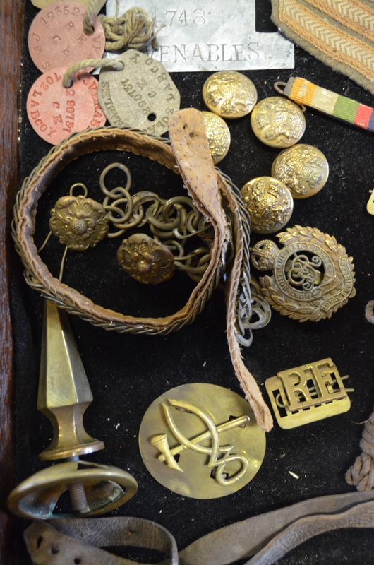 Assorted 19th/20th century militaria including brass helmet spike and link chin strap, - Image 2 of 5