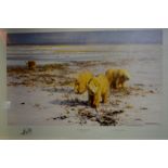 After David Shepherd (b 1931) - 'Lone Wanderers of the Arctic', polar beads, ltd ed print 645/1500,