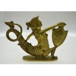 A brass mermaid figure holding a shield - to be viewed from both sides - probably a launch's