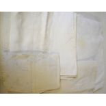 A mixed box of linen to include embossed tablecloth, continental pillowcases, traycloth etc.