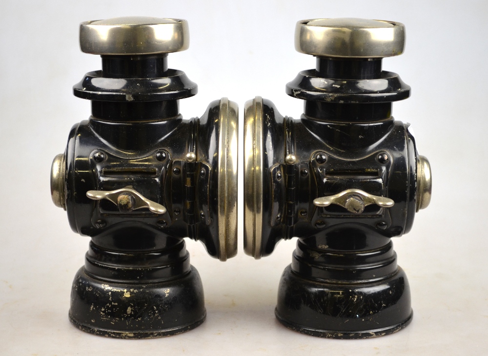 A pair of black bodied Lucas Kings Own car headlamps no F141, - Image 2 of 4