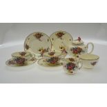 A Royal Worcester 'Roseland' tea service for two comprising teapot, milk, sugar, two teacups, two