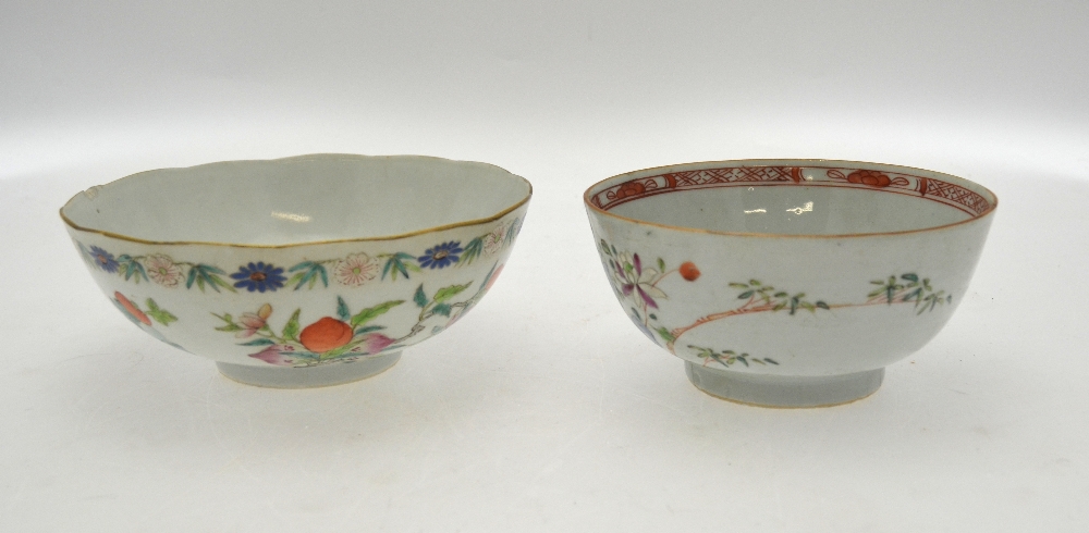 A Chinese famille rose early 19th century bowl decorated with fruit including mulberry,