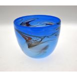 A Studio glass bowl, indistinctly signed, rough pontil, 9 cm dia.
