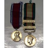 George V India General Service medal, bars NW Frontier 1936/37 and 1937/39 to S-Condr. J. Leahy. I.