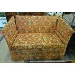 A matched pair of two-seater Knoll sofas upholstered in Morris style fabric (2)