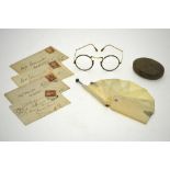 An ivory-leafed aide memoire with silver pencil (a/f), to/w four Victorian penny red postal