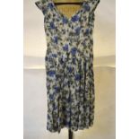 A 1960's ribbed cotton floral Horrockses dress, a 1950's Horrockses blue cotton, pink rose bud sun