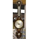 Fontana, Exeter, a Victorian mother of pearl inlaid rosewood barometer having a silvered dial,