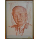 Joseph Oppenheimer - Portrait of a man, red chalk, signed upper right and dated London 24 Aug...