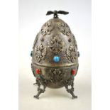 A 19th century Russian 84 zol Imperial style gift egg, set with semi-precious stones,