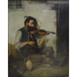 JL Ronay - The beggar fiddler, oil on canvas, signed lower right,