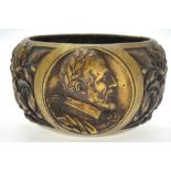 A 19th century French heavy quality bronze bowl, cast in relief with Kings Francis I,