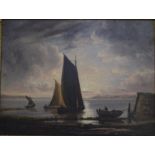 W Wilson - Sailing off the coast, oil on board, signed and dated 1892? lower left, 26 x 34.