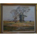 Norman Battershill (b 1922) - Landscape with clump of trees, oil on canvas, signed lower right,