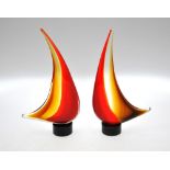 A pair of Murano glass 'sail' sculptures raised on circular black plinths, 31 cm (2) Condition