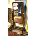 A Victorian mahogany framed cheval mirror,