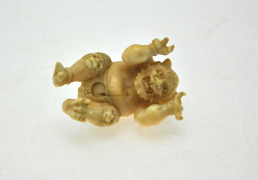 WITHDRAWN  A Japanese carved ivory devil incorporating several animals, Meiji, 5.5 cm h. - Image 2 of 4