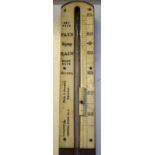 A 19th century mahogany slender stick barometer with engraved ivory scale, by King & Coombs,