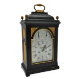 Edward Pistor, London - An 18th century eight-day ebony cased bracket/table clock, the silvered