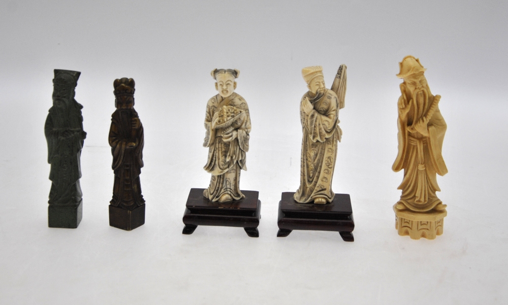 Two Chinese ivory carvings of Daoist immortals, early 20th century, 10 cm h.