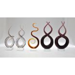 Five Murano glass swirling sculptures raised on clear glass plinths (5) Condition Report All good