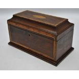 A Sheraton Revival shell inlaid and cross-banded caddy topped box,