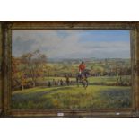 P Donnithorne - The Hunt, oil on canvas, signed lower right,