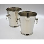 A pair of nickel-plated champagne ice-buckets of tapering form