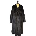 A long-length black mink fur coat with shaped collar and sleeves, Grosvenor, Canada, retailed by