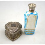 A late Victorian silver heart-shaped pill-box with hinged cover,