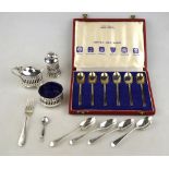 A cased set of 'All Hall Marks' silver gilt teaspoons, Mappin & Webb 1952 (Coronation marks),