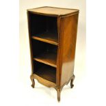 A French kingwood and walnut open bookcase with two adjustable shelves,