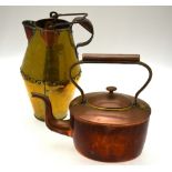 An Arts & Crafts style riveted copper and brass well jug, 32 cm,