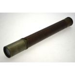 A WWII War Department single-draw telescope with leather sleeve and plated mounts by W. Ottway & Co.