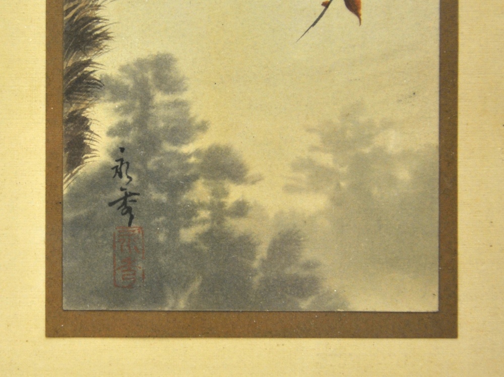 Five Japanese watercolours of birds, - Image 3 of 10