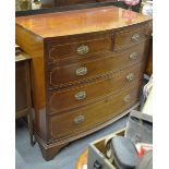 A 19th century boxwood inlaid mahogany bowfront chest of two short over three long graduated