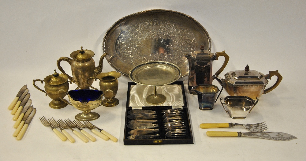 A Romney plate four-piece tea service with hot water jug, - Image 2 of 4