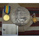 WWI casualty pair and death plaque to Z-2618 Pte EG MacAlister, Rifle Brigade comprising 1914