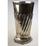 A large Victorian silver beaker-vase with writhen reeded and fluted decoration,