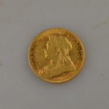 A Victorian gold sovereign,