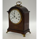 A late 19th century satinwood dome cased mantel clock having an 8-day two train movement striking