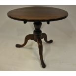 A George III mahogany top occasional table on oak tripod base Condition Report Reduced in height.