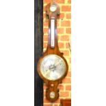 D Albino, a Victorian rosewood wheel barometer with silvered dial, level,