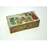 A Chinese 19th century Canton famille rose rectangular two compartment box and cover decorated